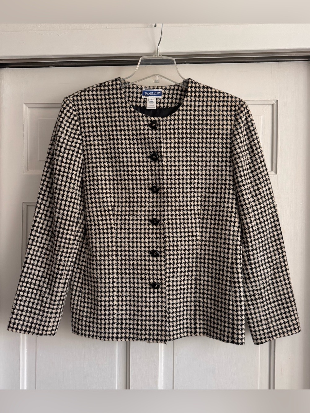 Pendleton Vintage Wool Blazer Jacket Houndstooth Size 10